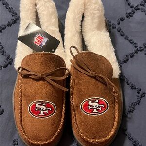 Brown Suede Slippers with Logo